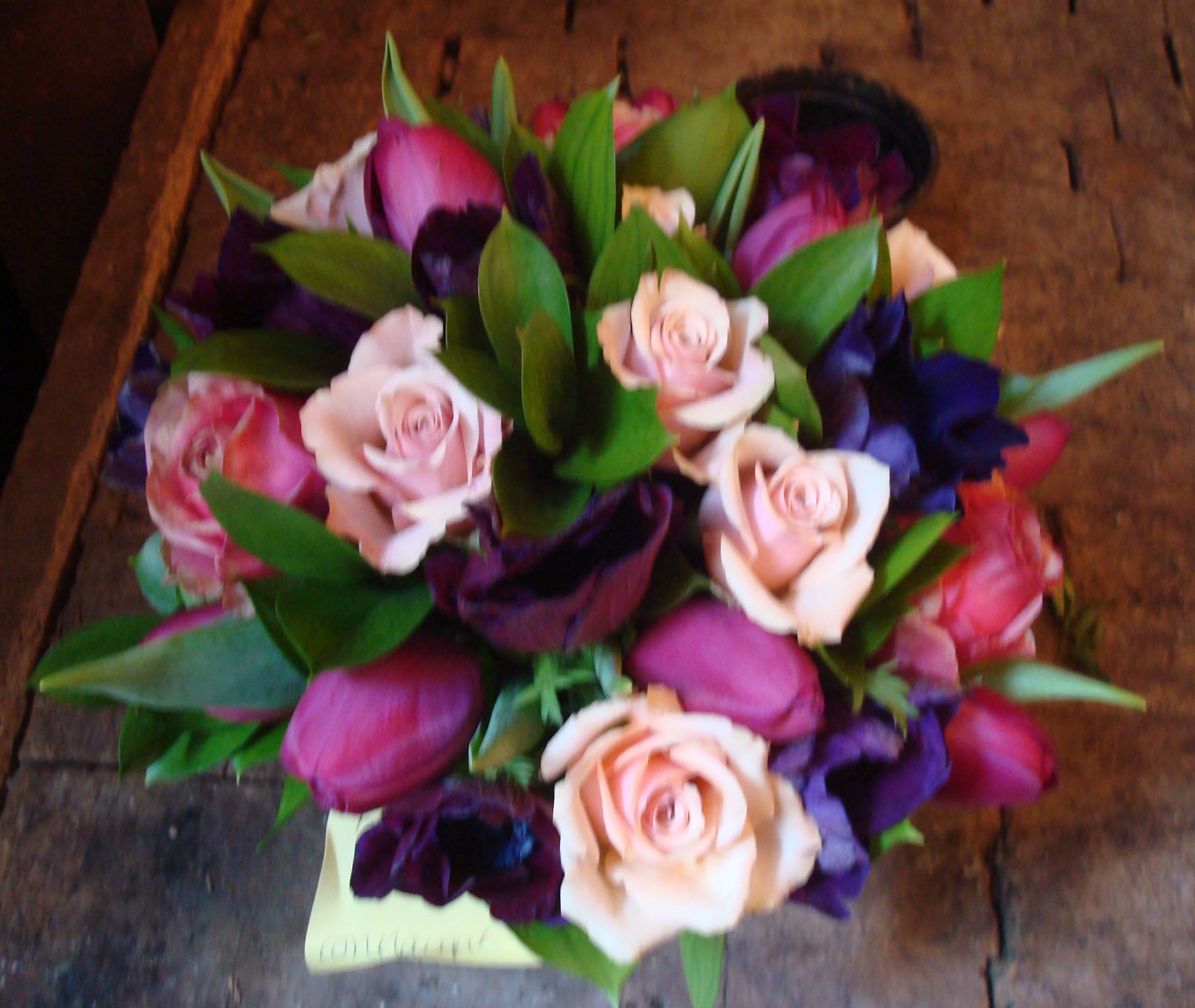 All things bright and beautiful coral peonies purple tulips anenonmies + tulips